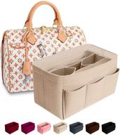 👜 the perfect handbag accessory: beige medium purse organizer insert for lv speedy neverfull tote logo