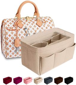 img 4 attached to 👜 The Perfect Handbag Accessory: Beige Medium Purse Organizer Insert for LV Speedy Neverfull Tote
