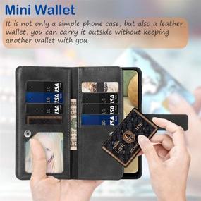 img 2 attached to 📱 Premium FANUBA Wallet Phone Case for Galaxy A12 - Magnetic Buttons, Card Holders, and Kickstand - Black