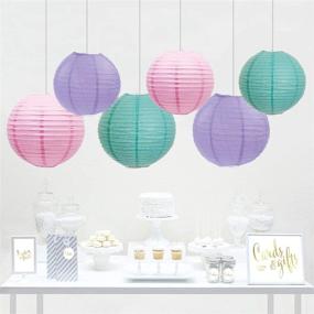 img 2 attached to Andaz Press Hanging Paper Lanterns Decorative Kit, Lavender, Mint Green, Blush Pink, 6-Pack with Free Gifts - Unicorn, Princess, Pony Birthday Party Decorations, Assorted Sizes 8-Inch and 10-Inch