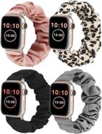 носители для часов wearlizer 4 пакета для apple watch band scrunchie soft cloth 38 мм 42 мм милые напечатанные эластичные браслеты для часов женщин растяжимый браслет-ремешок на запястье для apple iwatch 7/se/6/5/4/3/2/1 - улучшенный поисковый запрос seo логотип