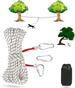 img 4 attached to 🐕 65ft Portable Dog Tie Out Cable for Camping: Overhead Trolley System for Dogs up to 200lbs – Ideal Dog Runner for Yard, Camping, and Outdoor Activities, Suitable for Large, Medium, and Small Breeds