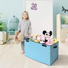 img 2 attached to 📦 Large Collapsible Toy Trunk - Lovely Little Things Storage Bin - Playroom Organizer for Boys & Girls - Ideal for Storing Toys, Closet Items, Books, Clothes, and Pillows (Rectangular with Lid)