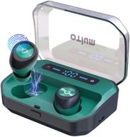 🎧 беспроводные наушники otium bluetooth 5.0 с дисплеем с подсветкой, длительным сроком службы аккумулятора, защитой ipx8 от воды, цвет: зеленый логотип