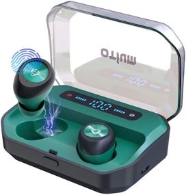 img 4 attached to 🎧 Otium Wireless Earbuds Bluetooth 5.0 Headphones with LED Display, Long Battery Life, IPX8 Waterproof, Green