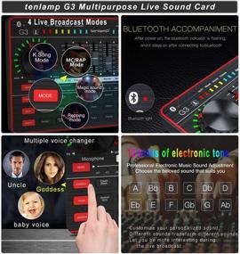 img 3 attached to Профессиональный студийный конденсаторный микрофон и комплект G3 Live Sound Mixer с подкаст-микрофоном, голосовым изменителем, аудиоинтерфейсом, аудиомикшером для стриминга, гейминга, записи, пения, Tiktok, YouTube, ПК, компьютер.