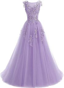 img 4 attached to Dresses Flower AppliquesTulle Bridesmaid Lavender Women's Clothing for Dresses