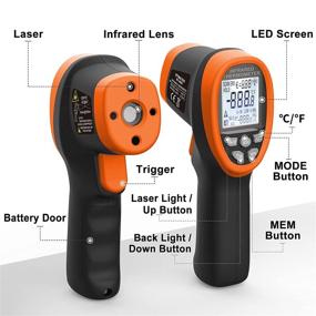 img 1 attached to 🌡️ Infrared Thermometer Gun - BTMETER 985C: Non Contact Temperature Gun Digital Instant Read -50℃ to 800℃ for Food Cooking, Kitchen Grilling, HVAC (NOT for Human Temp Test)