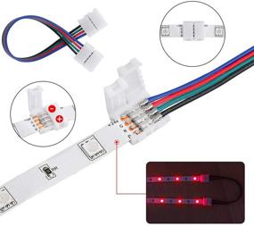 img 3 attached to 🔌 SUPERNIGHT LED Light Strip Connector Kit - Enhance Your Lighting Needs with 4 Pin 10mm 5050 2835 RGB Rope Lights, 1-to-2 Splitter Cable, 32.8ft Extension Wire, and Solderless Jumpers 90 Degree Connector