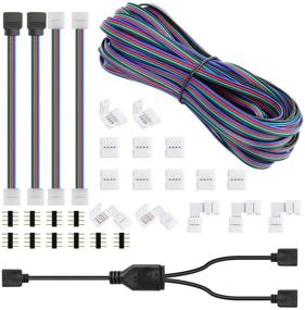 img 4 attached to 🔌 SUPERNIGHT LED Light Strip Connector Kit - Enhance Your Lighting Needs with 4 Pin 10mm 5050 2835 RGB Rope Lights, 1-to-2 Splitter Cable, 32.8ft Extension Wire, and Solderless Jumpers 90 Degree Connector