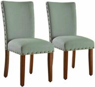 🪑 set of 2 homepop parsons classic upholstered accent dining chairs with nailheads in sea foam logo
