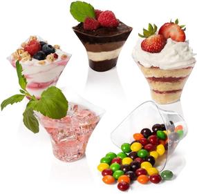 img 2 attached to 🍨 Reusable Mini Swirl Triangle Dessert Cup - Plastic Disposable Cups for Serving Dessert, Fruits & Mini Appetizer - Sampling Tasting Cups for Wedding Birthday Parties By Loreso (96CT 3.5oz Cups)