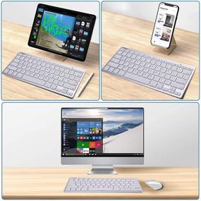 img 3 attached to 💻 ProCase Wireless Keyboard: Compact & Portable for iPad, Android, Windows Tablets & More - Silver