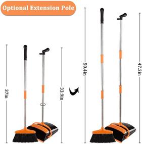 img 3 attached to 🧹 Perastra Long-Handled Broom & Dustpan Set: Super Long Handled Broom with Heavy Duty Bristles for Easy Home Floor Sweeping (Black Orange)