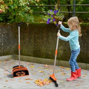 img 2 attached to 🧹 Perastra Long-Handled Broom & Dustpan Set: Super Long Handled Broom with Heavy Duty Bristles for Easy Home Floor Sweeping (Black Orange)