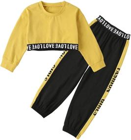 img 3 attached to Colorful Betusline Tie Dye Outfits for Kids 🌈 Girls: Crop Tops + Pants Set, Sizes 18 Months-14 Years
