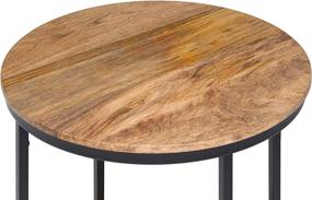 img 1 attached to SimpliHome Jenna 18 inch Round Metal Accent Table - Natural Finish for Living Room and Bedroom