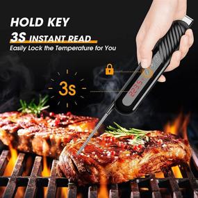 img 2 attached to 🌡️ Instant Read Digital Meat Thermometer: 2-in-1 Dual Probe for Meat, Cooking, Oven, Grilling, Candy, Kitchen, Smoking, BBQ, Turkey - Alarm Set and Magnet Included