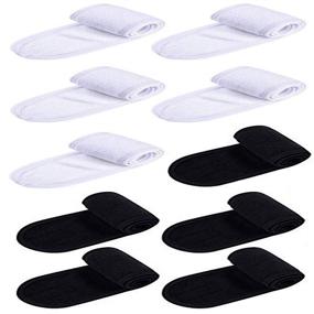 img 4 attached to BallHull 10PCS Women Headbands: Adjustable Spa Facial Wrap Terry Cloth Headbands for Bath, Makeup and Sport