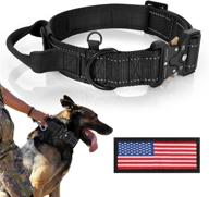 enhanced visibility reflective tactical dog collar with adjustable durable nylon & bonus magic sticker – ideal for training & walking medium to large dogs logo