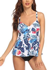 img 3 attached to 👙 Women's Ekouaer Printed Ruffled Swimsuit Swimwear for Swimsuits & Cover Ups