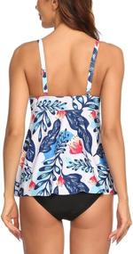 img 1 attached to 👙 Women's Ekouaer Printed Ruffled Swimsuit Swimwear for Swimsuits & Cover Ups