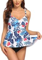 👙 women's ekouaer printed ruffled swimsuit swimwear for swimsuits & cover ups logo