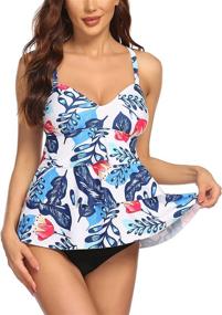 img 4 attached to 👙 Women's Ekouaer Printed Ruffled Swimsuit Swimwear for Swimsuits & Cover Ups