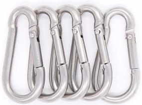 img 2 attached to 🔗 Versatile 304 Stainless Spring Snap Carabiner Keychain Clip Set - Perfect for Boat Marine Camping