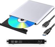 📀 portable external blu ray dvd drive 3d burner - ultra slim bluray cd dvd burner for laptop macbook - high-speed usb 3.0 - compatible with windows and mac (silver) logo