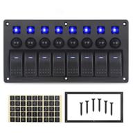 🚤 8 gang marine boat panel with waterproof toggle rocker switch, ignition & circuit breaker - 12v/24v, led indicator for rv vehicle, truck, trailer, yacht (blue) logo