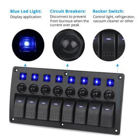 img 1 attached to 🚤 8 Gang Marine Boat Panel with Waterproof Toggle Rocker Switch, Ignition & Circuit Breaker - 12V/24V, LED Indicator for RV Vehicle, Truck, Trailer, Yacht (Blue)