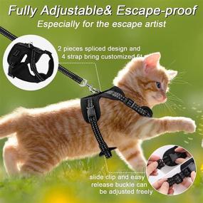 img 1 attached to 🐱 Escape-Proof Cat Harness and Leash Set: Adjustable Vest with Reflective Trim, Ideal for Outdoor Walking of Cats and Puppies