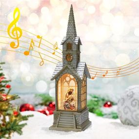 img 4 attached to 🎄 Majestic Christmas Snow Globe Lantern: Musical & Glittering Nativity Scene Church Snowglobes - Battery or USB Powered Decorative Gift