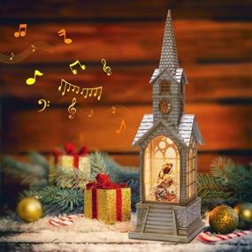 img 3 attached to 🎄 Majestic Christmas Snow Globe Lantern: Musical & Glittering Nativity Scene Church Snowglobes - Battery or USB Powered Decorative Gift