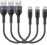 🔌 short usb c cable 1ft 3 pack, sumpk fast charge 3a wire, durable aluminum connector braided nylon, usb-c to usb-a 2.0 phone type c cable for samsung galaxy s10 s10e s9 s8 s20 logo