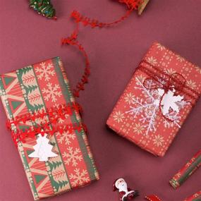 img 2 attached to 🎁 RUSPEPA Christmas Wrapping Paper - Festive Brown Kraft Paper with Red and Green Patterns - 6 Rolls of 30 Inch x 10 Feet Each