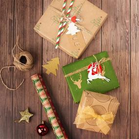 img 3 attached to 🎁 RUSPEPA Christmas Wrapping Paper - Festive Brown Kraft Paper with Red and Green Patterns - 6 Rolls of 30 Inch x 10 Feet Each