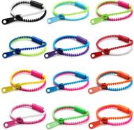 🌈 jewelrieshop 12 pcs friendship bracelets: assorted mixed colors - wholesale lot with zipper closure logo