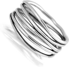 img 1 attached to 💍 Stacked Bar Knot Wide Wedding Ring – 925 Sterling Silver Open Band Sizes 4-13 | Oxidized