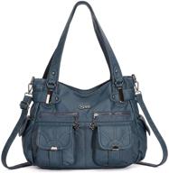 👜 women's leather multi pocket satchel handbags & wallets - stylish purses for totes logo