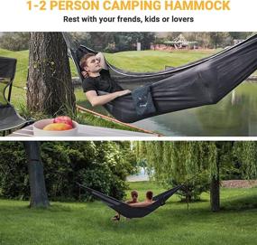 img 1 attached to 🌿 KingCamp Double Mesh Hammock - Lightweight & Portable Breathable Camping Hammocks, Ideal for Outdoor Hiking, Backpacking, Travel, Patio, Tree - Summer Season, 440lbs Weight Capacity, Size: 10.5x4.9FT