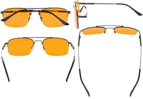 img 3 attached to 👓 Eyekepper Mens Anti Blue Light Glasses: Better Sleep with 97% Blue Light Blocking - Bendable Memory Titanium Frames, Dark Orange Tinted Lens (Gunmetal, 1.50)