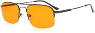 👓 eyekepper mens anti blue light glasses: better sleep with 97% blue light blocking - bendable memory titanium frames, dark orange tinted lens (gunmetal, 1.50) logo