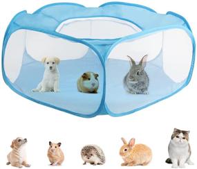 img 4 attached to Mihealpet Portable Small Animal Playpen: Fashionable, Indoor/Outdoor Pet Cage Game Playground Fence for Hamsters, Puppies, Cats, Guinea Pigs, and Rabbits