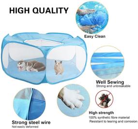 img 2 attached to Mihealpet Portable Small Animal Playpen: Fashionable, Indoor/Outdoor Pet Cage Game Playground Fence for Hamsters, Puppies, Cats, Guinea Pigs, and Rabbits