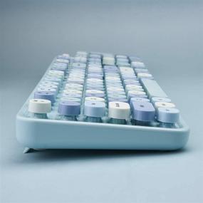img 2 attached to 🔵 Беспроводная клавиатура и мышь комбо с обеспечением стабильного 2.4 ГГц соединения в стиле ретро в голубом цвете с круглыми клавишами, в комплекте милая беспроводная мышь. Совместимы с ПК, ноутбуками, Mac и Windows XP/7/8/10 (голубой-цветной)