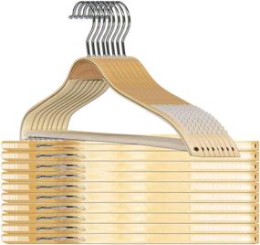 img 4 attached to 👕 Durable Natural Wooden Clothes Hangers - 16pcs Set with Extra Smooth Finish - Heavy Duty & Non-Slip - Perfect for Coats, Pants, and Shirts