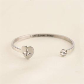 img 2 attached to 💓 WUSUANED Live Love Heal EKG Heart Beat Cuff Bangle Bracelet: Perfect Gift for Medical Professionals