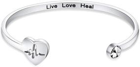 img 4 attached to 💓 WUSUANED Live Love Heal EKG Heart Beat Cuff Bangle Bracelet: Perfect Gift for Medical Professionals